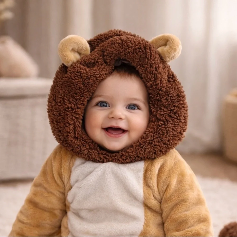 Baby Lion Plush‎ Hooded Costume Romper — Size 9–12 Months